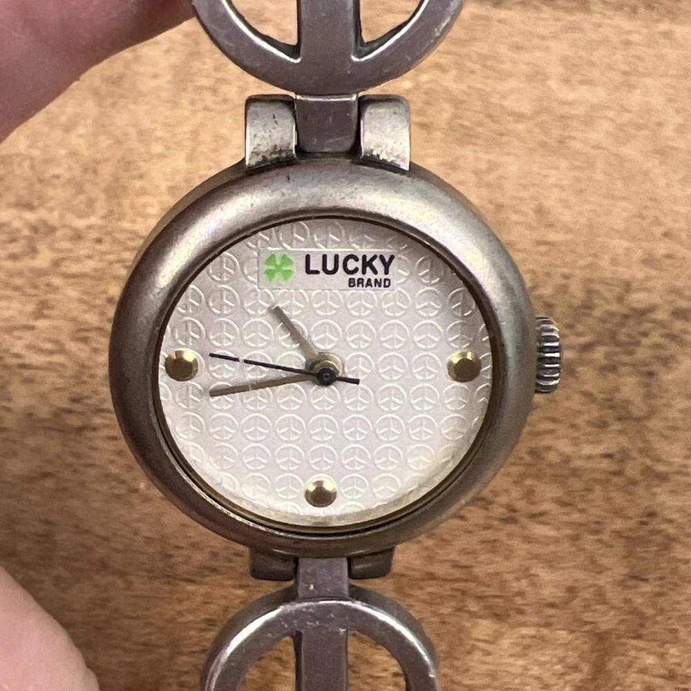 Vintage Lucky Brand Women's Watch 25mm Peace Sign‎ Band - Needs New Battery